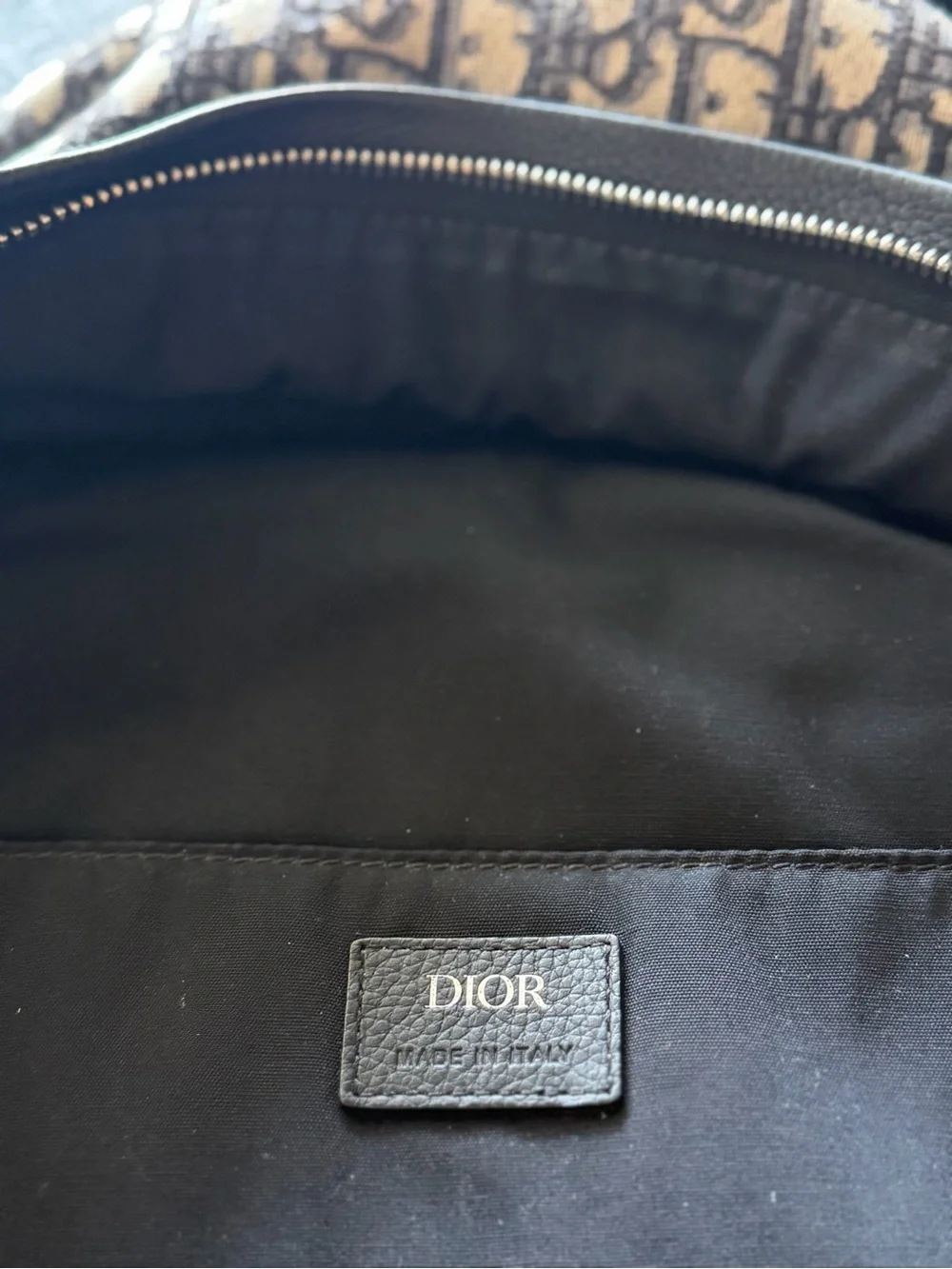 Dior Men's Navy Blue & Beige Oblique Canvas Backpack